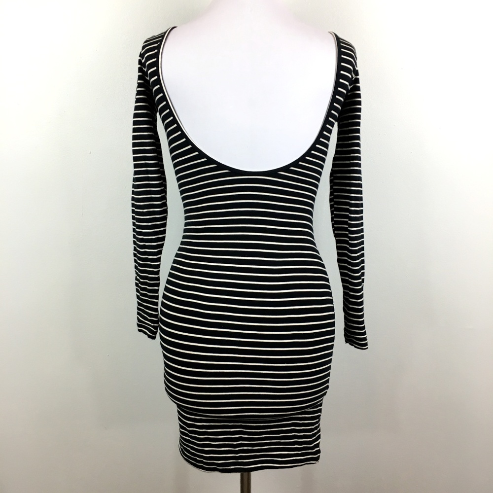 American Apparel M striped bodycon dress sleeves - Picture 6 of 8